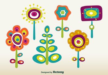 Retro Spring Flowers - vector gratuit #146521